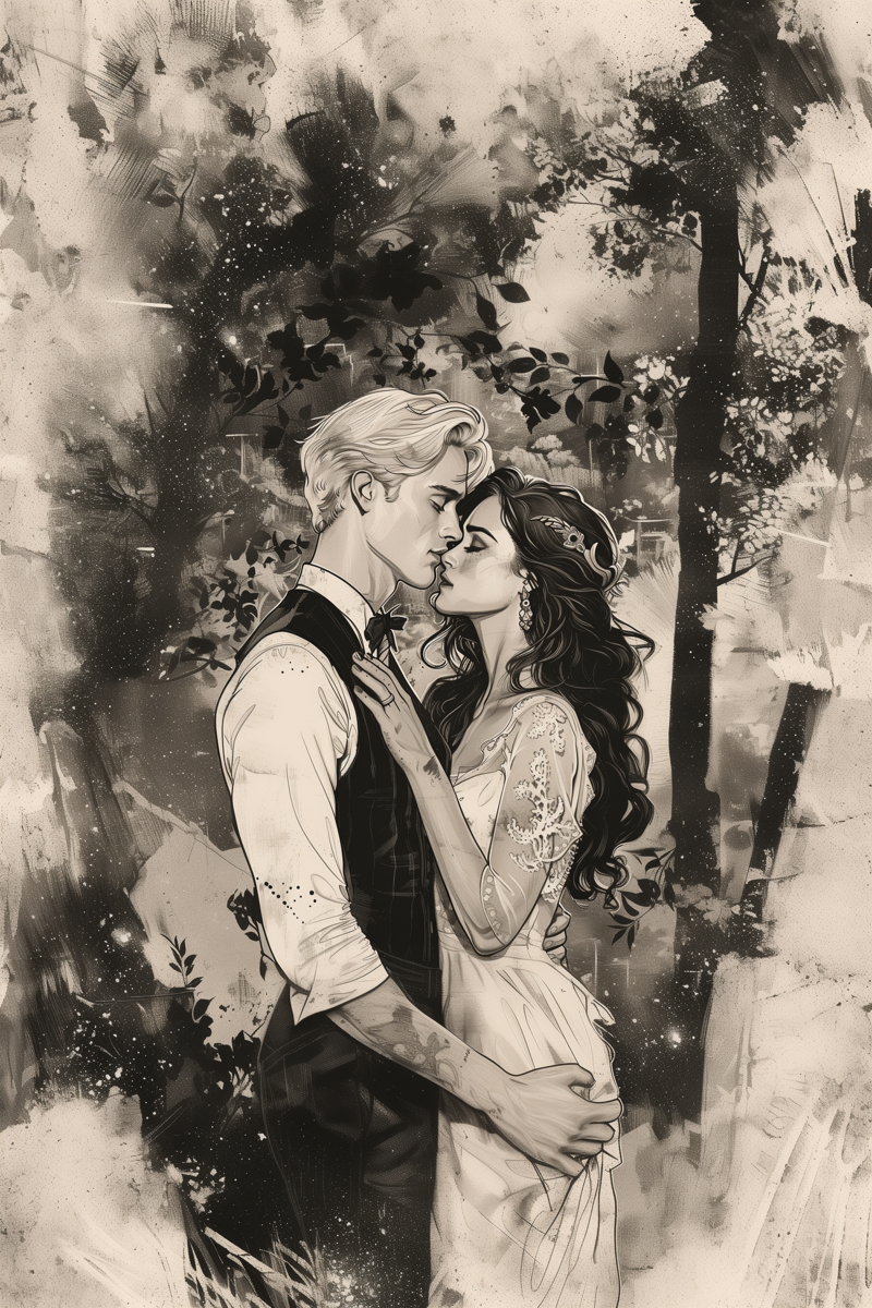 Fantasy Couple Black and White Wedding