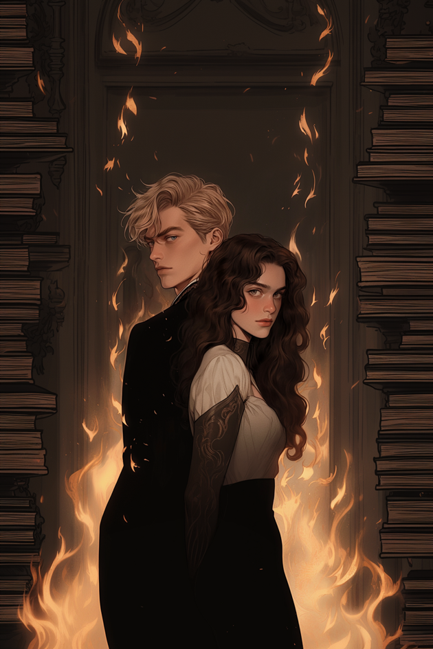 Fantasy Couple Library Flames